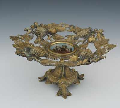 An English Victorian Gilt and Patinated Brass Comport with Central