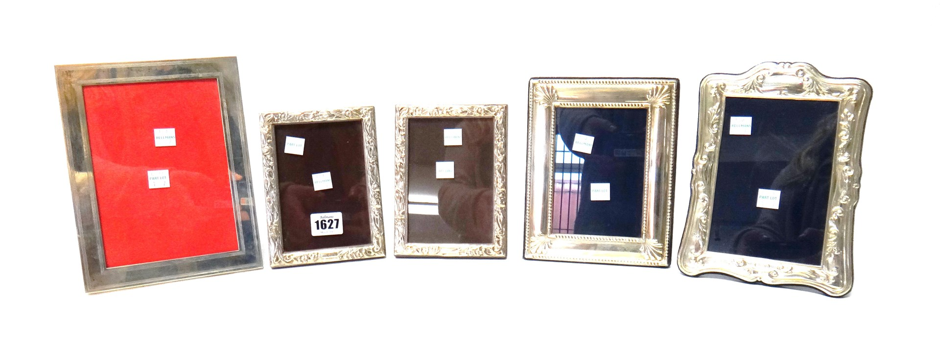A Sterling mounted rectangular photograph frame having a lined border
