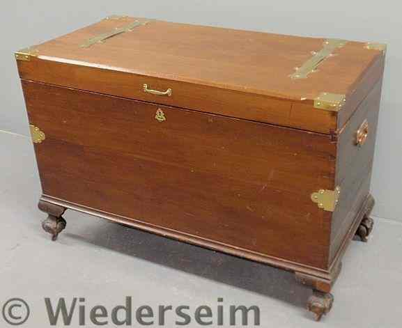 Chippendale style mahogany blanket chest 20th c with faux brass