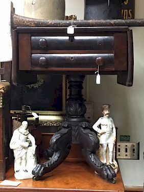 Federal Acanthus Carved Drop Leaf Work Table Federal Acanthus Carved