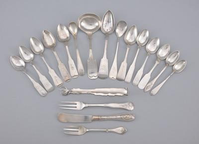 A Lot of Miscellaneous Coin Silver Flatware Consisting of a