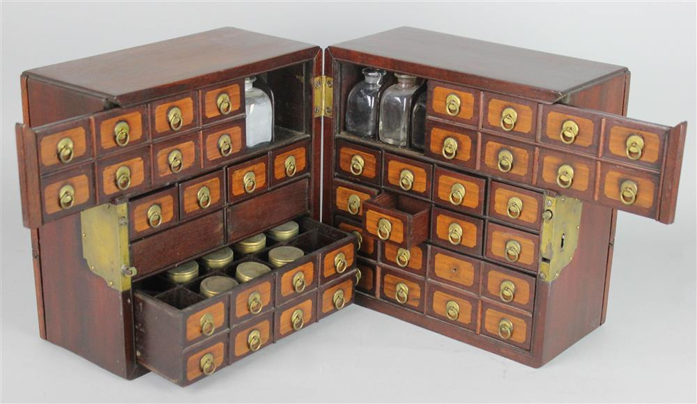 SHIP OR CAMPAIGN INLAID MAHOGANY MEDICINE CABINET the mahogany hinged