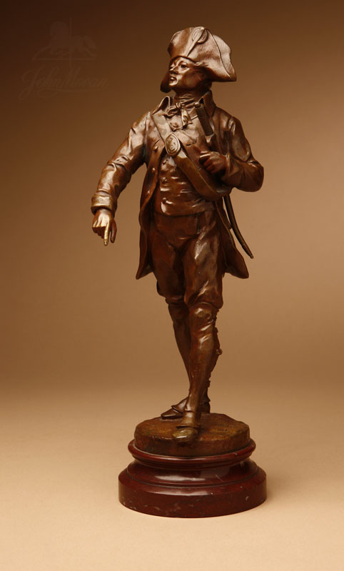 After Emile Louis Picault patinated bronze figure of an officer