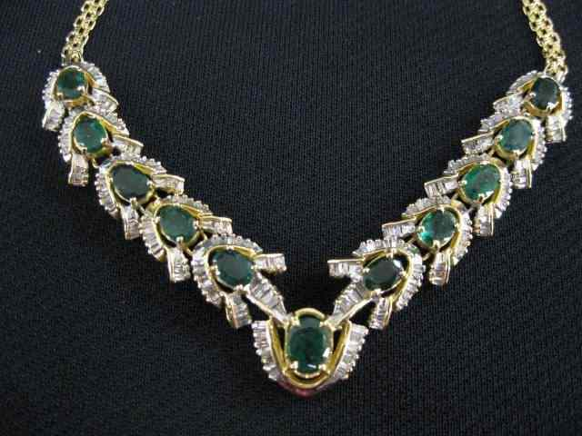 Emerald Diamond Necklace 11 emeralds totaling 8 75 carats and