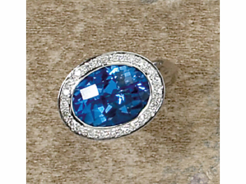 BLUE TOPAZ RING 18k white gold lady s ring centering