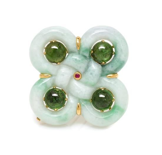 Sale 433 Lot 156 A Yellow Gold Jade Green Tourmaline
