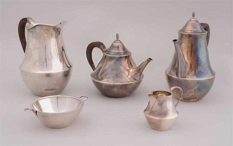 JUST ANDERSON SILVER FOUR PIECE TEA AND COFFEE SERVICE AND