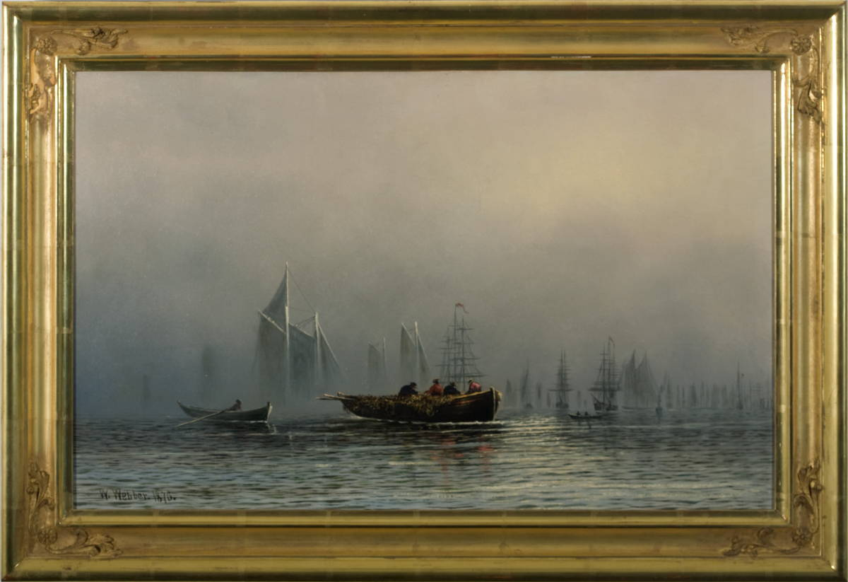 WESLEY ELBRIDGE WEBBER 1841 1914 FISHERMEN IN A FOG SHROUDED
