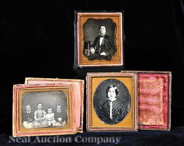 Cased Images a group of three sixth plate daguerreotypes consisting