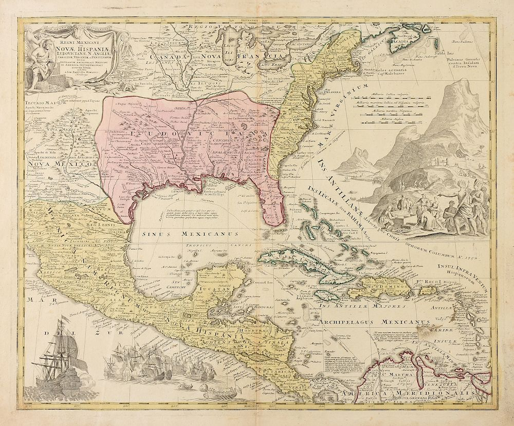 AN ANTIQUE MAP Regni Mexicani Seu Nov Hispani Ludovician N