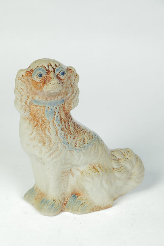 STONEWARE DOG American possibly Ohio mid 19th century Seated spaniel