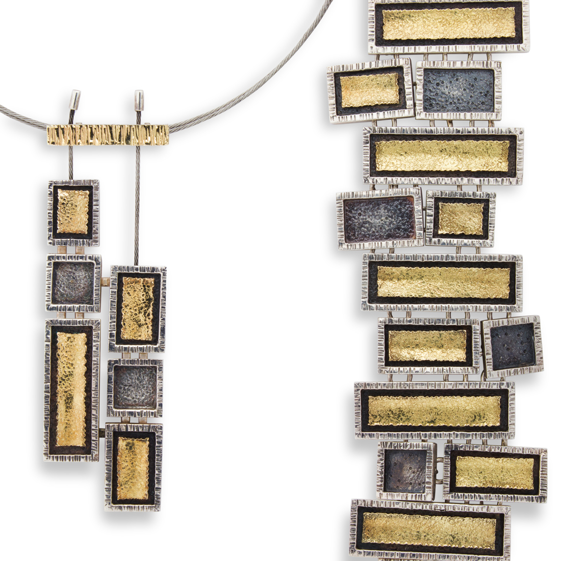 A STERLING SILVER BRACELET AND NECKLACE SUITE DAVIDE BIGAZZI A