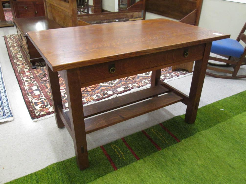 CRAFTSMAN OAK LIBRARY TABLE attributed to Stickley Brothers Co Quaint