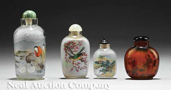 A Group of Four Chinese Inside Painted Snuff Bottles the