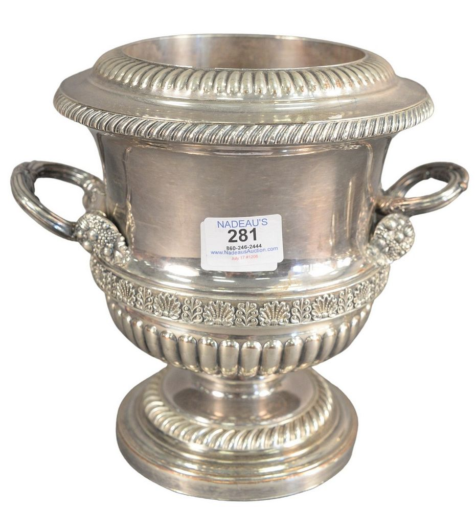 Sheffield Silver Plated Wine Cooler having two handles height 9