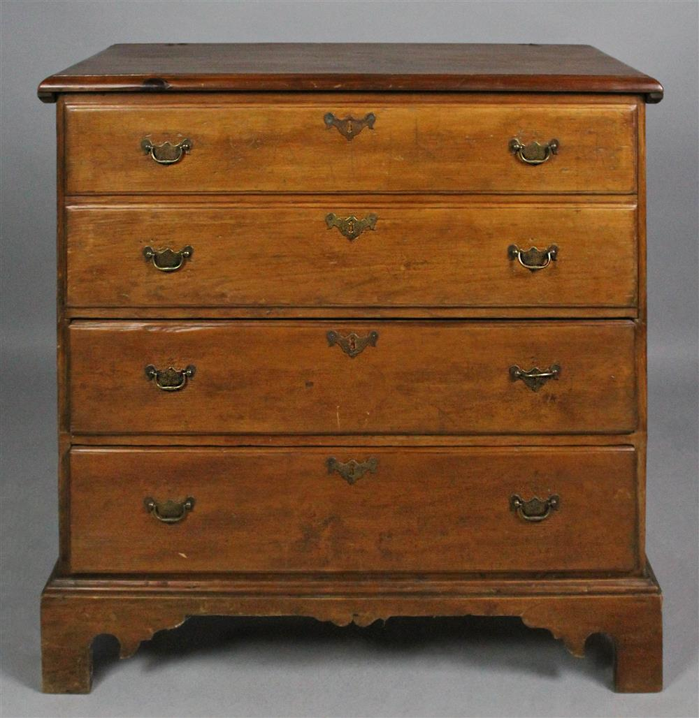 AMERICAN CHERRYWOOD MULE CHEST WITH TWO DRAWERS having a hinged