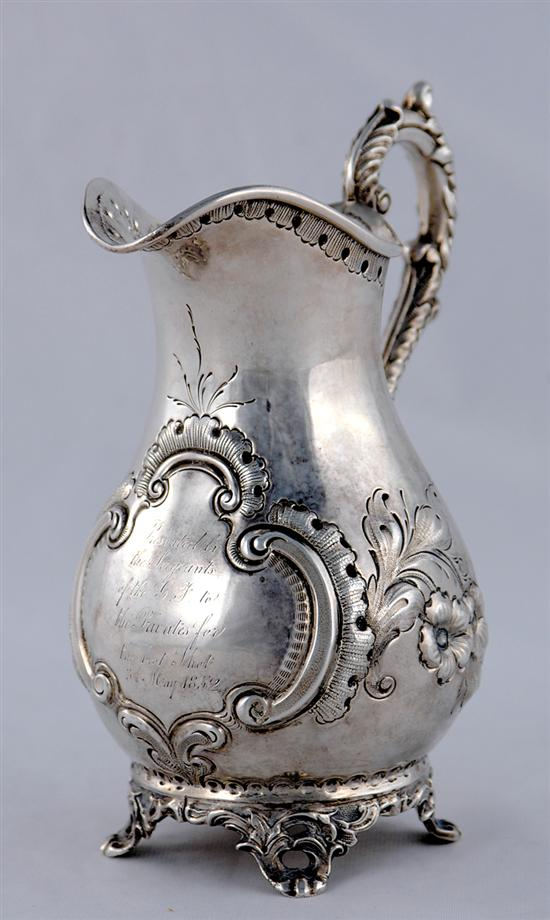 Southern coin silver presentation ewer John Ewan Charleston SC wk