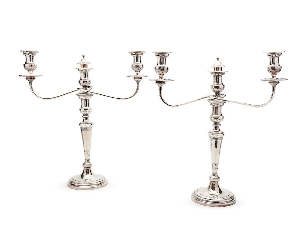 Pair of JOHN GREEN CO Weighted Silver Candlesticks Sheffield 1800