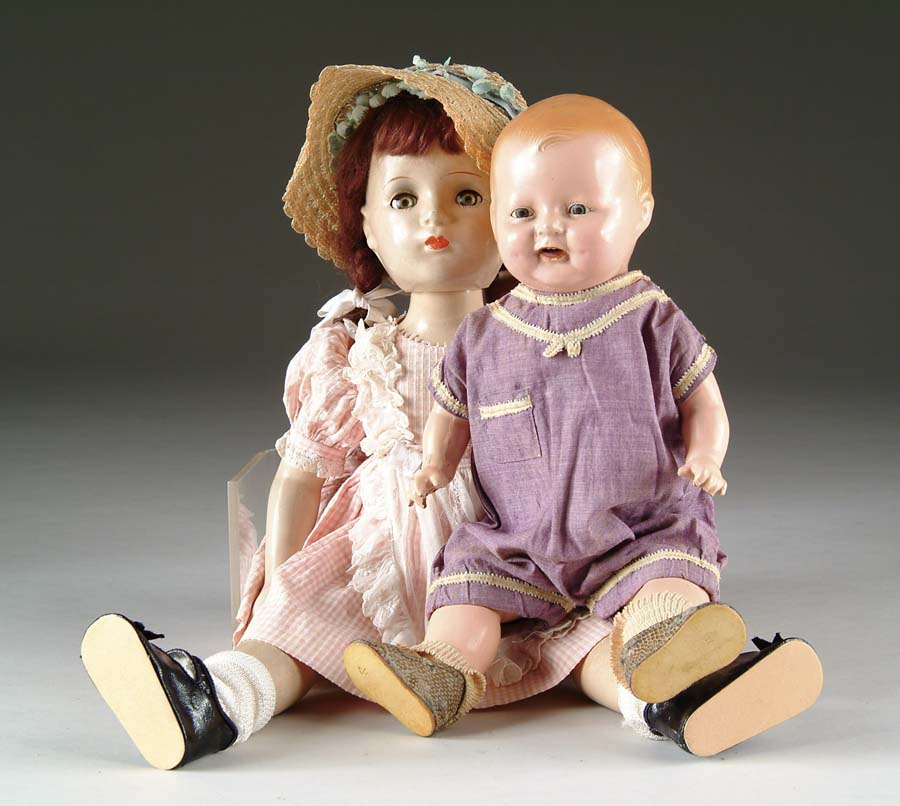 COMPOSITION CHUCKLES AND MADAME ALEXANDER DOLL Chuckles made by Century