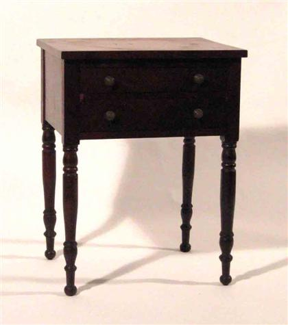 Mahogany work stand Rectangular top over two long drawers on