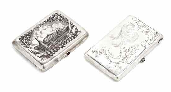 Two Russian Silver Cigarette Cases Moscow both having the second