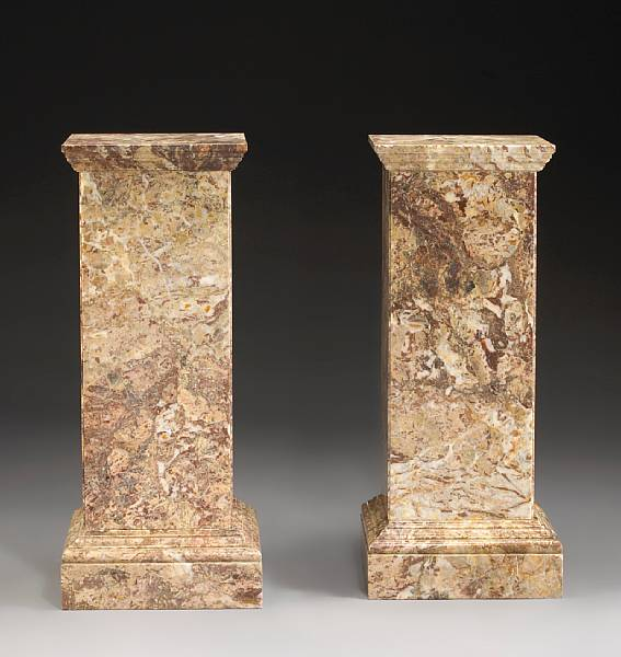 A pair of Neoclassical style marble pedestals early 20th century