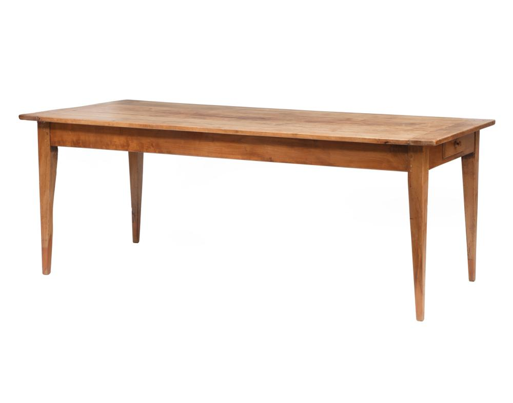 French Provincial Fruitwood Draw Leaf Farmhouse Table early 19th c