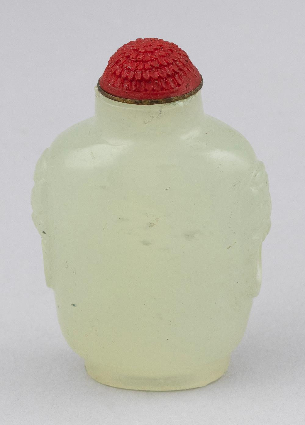 CHINESE CELADON JADE SNUFF BOTTLE 20TH CENTURY HEIGHT 2 25