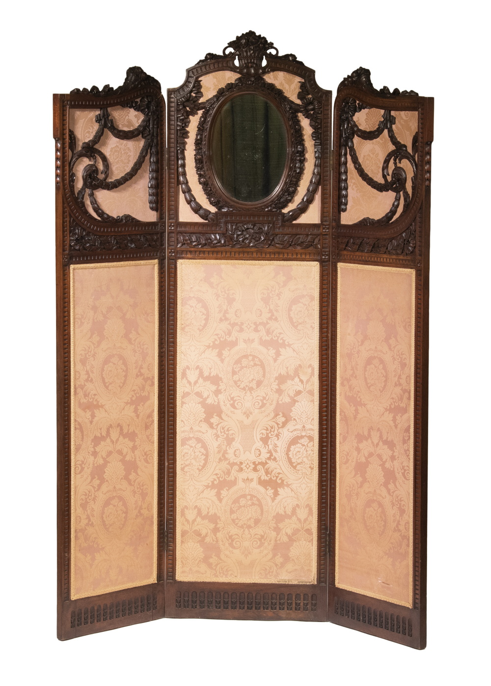 LOUIS XVI STYLE CARVED FOLDING SCREEN Late 19th c Wood