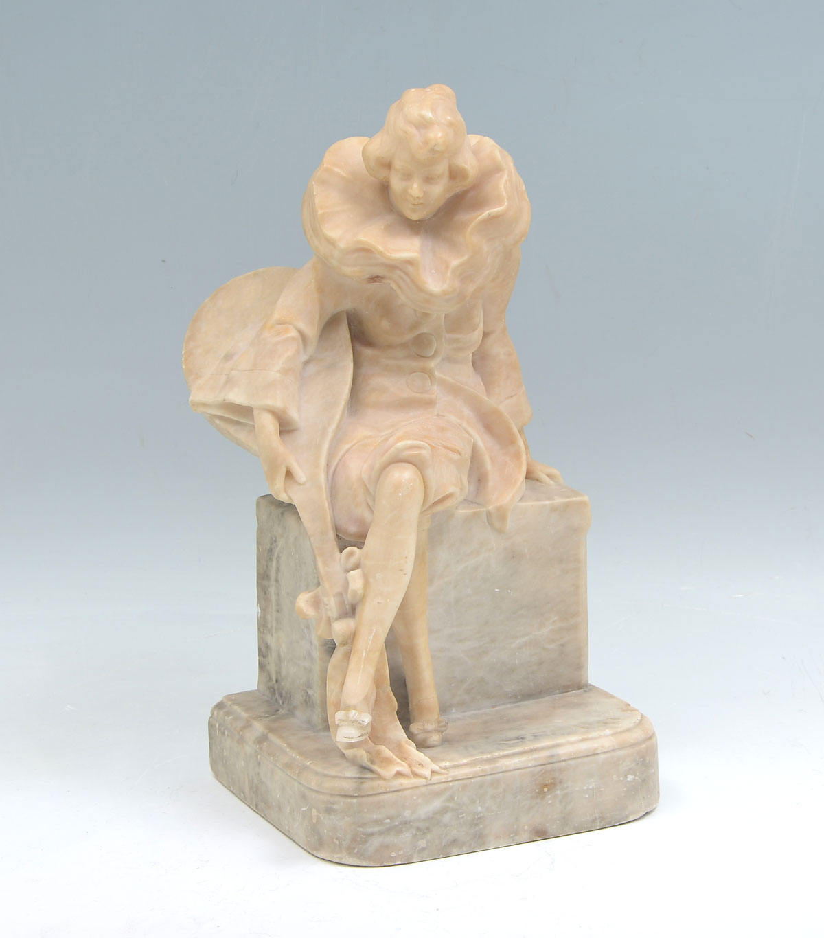 THOMASCH Wilhelm Austrian 1893 1964 Seated Harlequin with Mandolin Alabaster