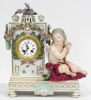 Meissen porcelain figural mantle clock late 19th century the finial