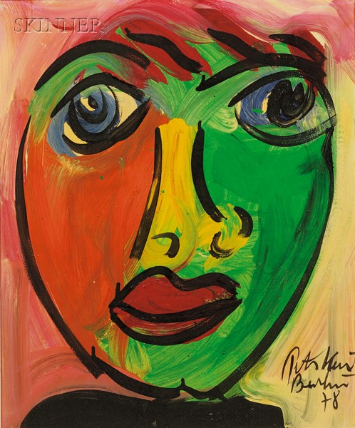 Peter Robert Keil German b 1942 Green Face Signed and