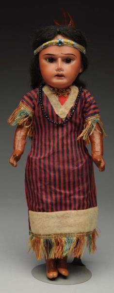 Original American Indian Doll Reddish complexioned bisque socket head incised