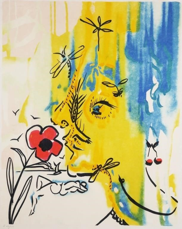 Lithograph in colors from the Fleurs Surr aliste by Salvador