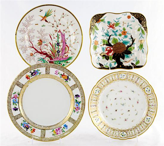 English porcelain plates and ironstone bowl Flight Barr Barr plate