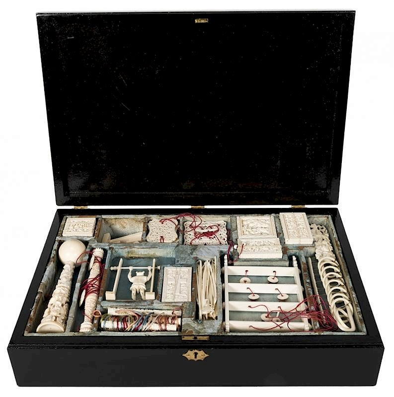 Chinese Ivory Puzzle Set Chinese Ivory Puzzle Set Circa 1880