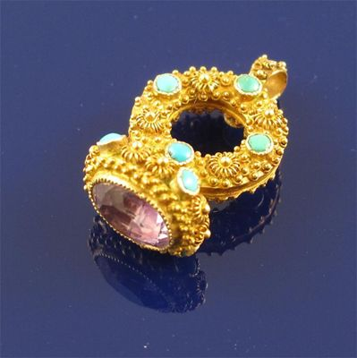 A Regency miniature fob seal Cannetille ring body and mount