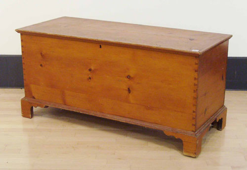 Pennsylvania pine blanket chest ca 1800 resting on bracket feet