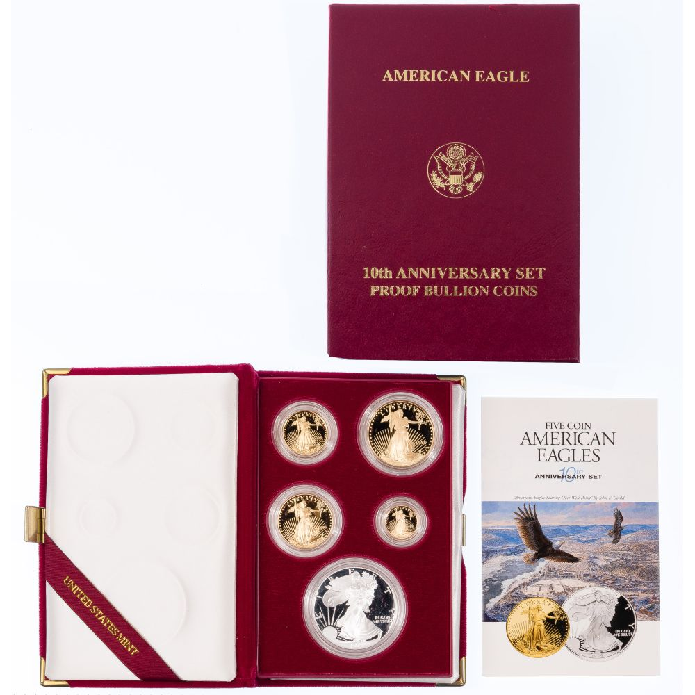 1995 W GOLD AND SILVER AMERICAN EAGLE 10TH ANNIVERSARY SET