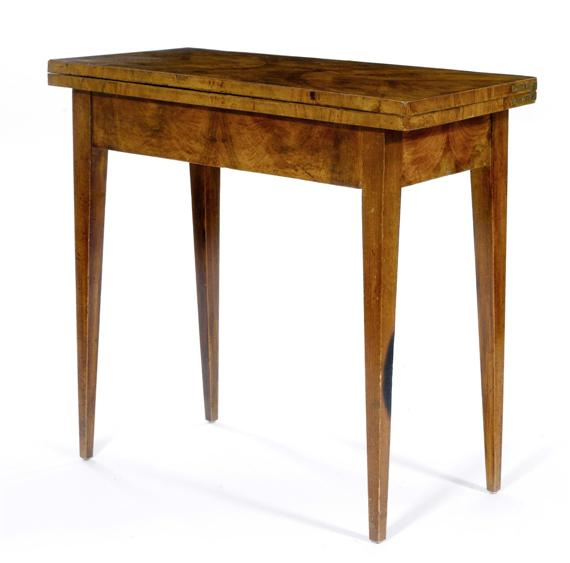 GAMES TABLE Biedermeier Switzerland Walnut Interior covered with black leather