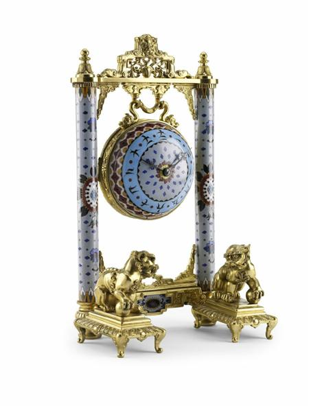 An early 20th century French gilt brass and cloisonne enamel