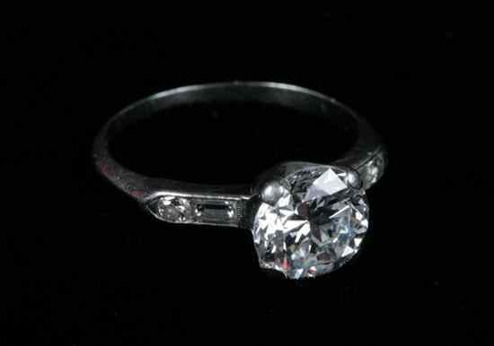 PLATINUM AND DIAMOND ENGAGEMENT TYPE RING Old European cut round