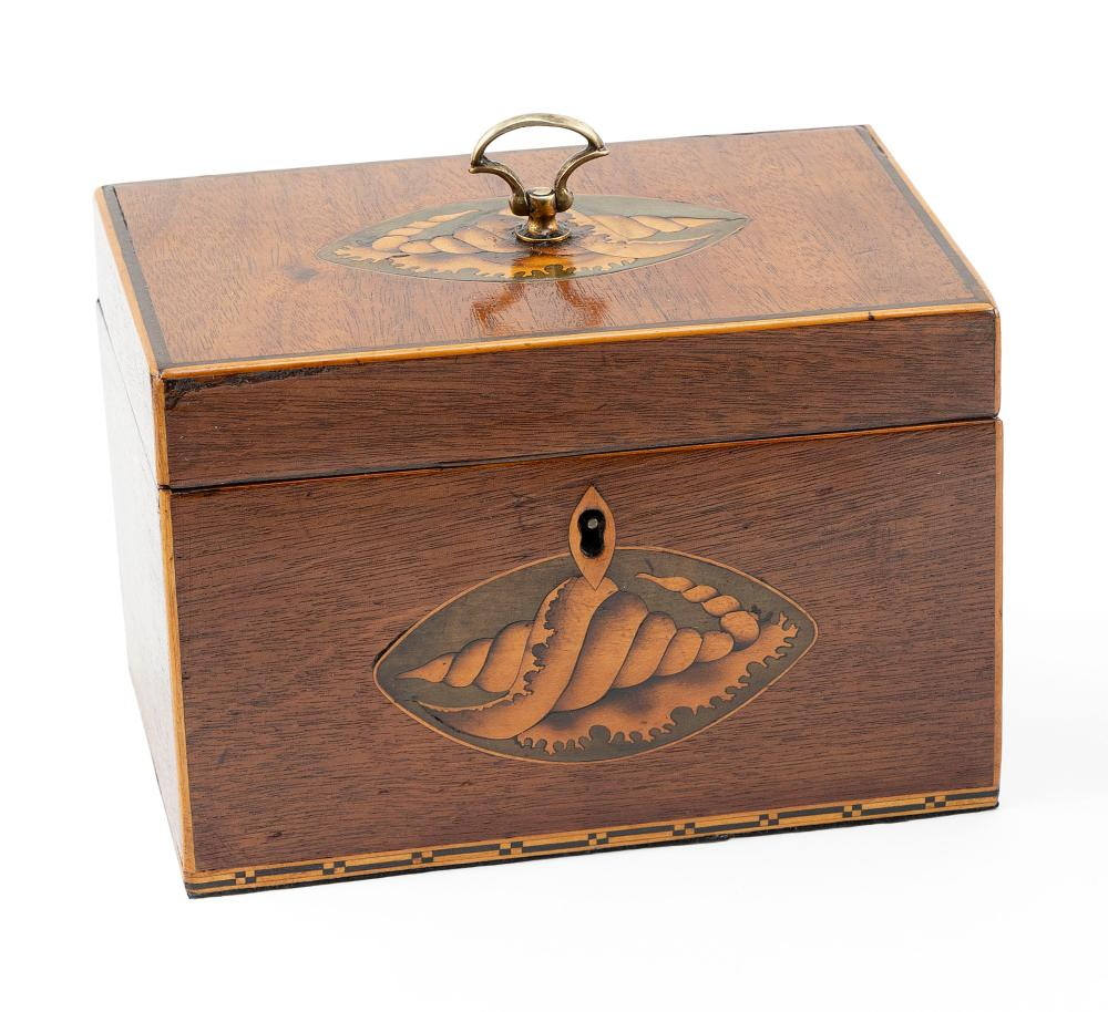 TEA CADDY ENGLAND 19TH CENTURY HEIGHT 5 WIDTH 7 DEPTH