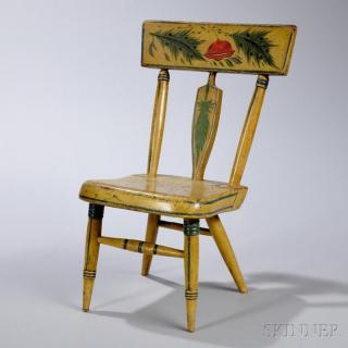 Child s Yellow painted Windsor Arrow back Chair Pennsylvania c