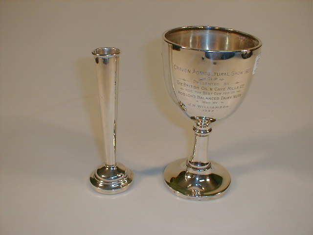 A silver agricultural prize cup Birmingham 1926 and a modern