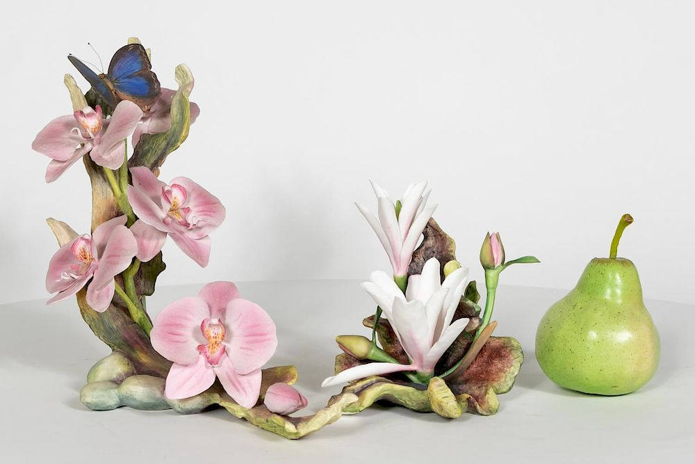 Two Connoisseur Porcelain Ltd Ed Floral Figures Connoisseur of Malvern