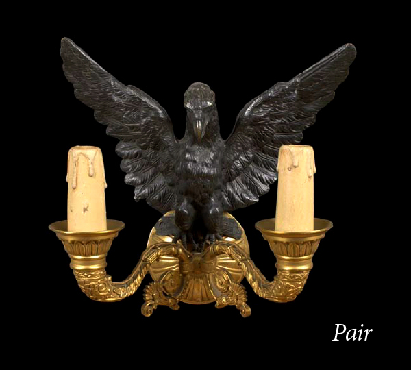 Weighty Pair of French Gilded and Patinated Bronze Two Light