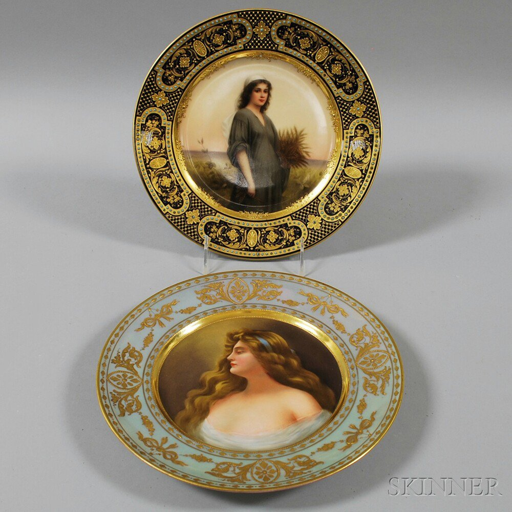Two Vienna Porcelain Cabinet Plates late 19th early 20th century
