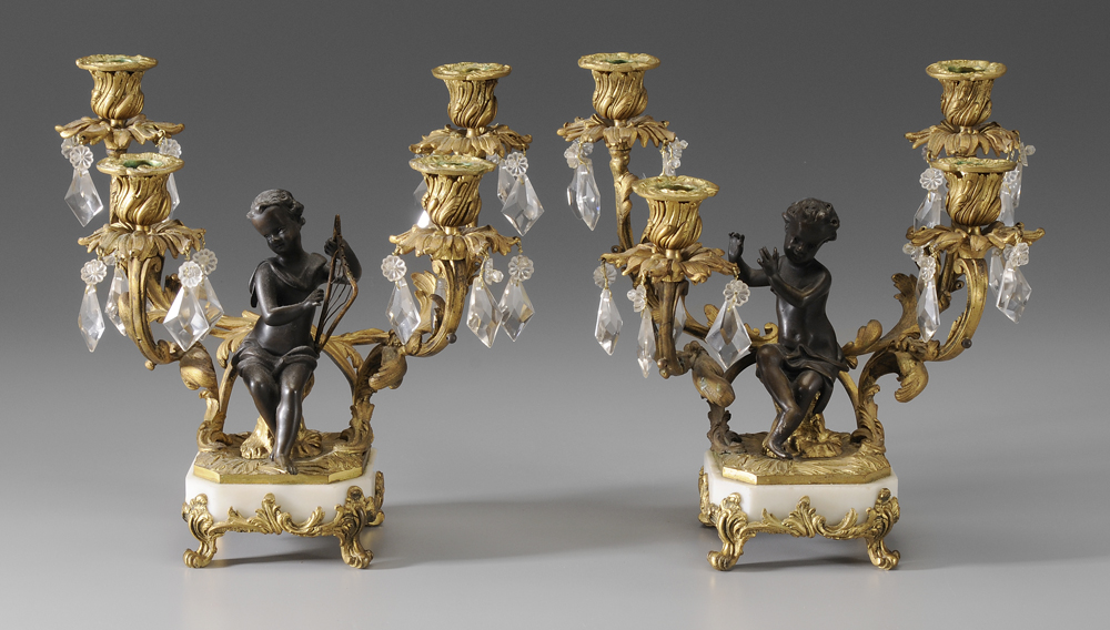 Pair Louis XV Style Gilt Bronze Candelabra French 19th century