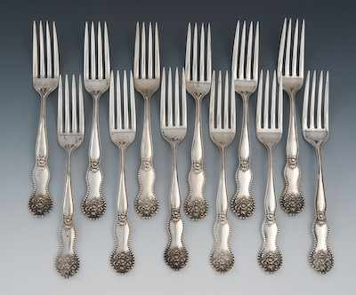 A Group of Twelve Sterling Silver Forks The delicate 7
